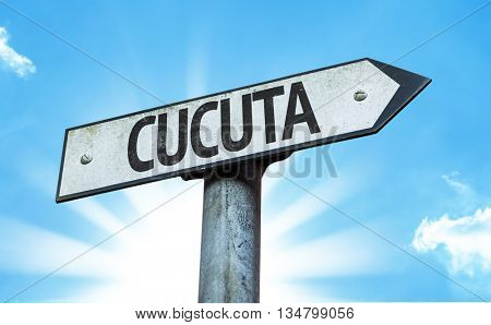 Cucuta road sign in a concept image
