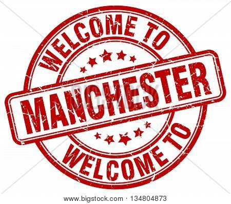 welcome to Manchester stamp. welcome to Manchester.