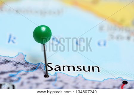 Samsun pinned on a map of Turkey