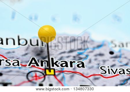 Ankara pinned on a map of Turkey