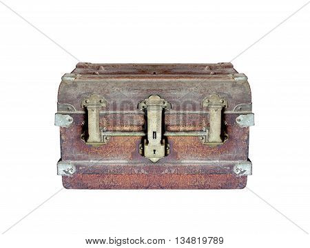 Box chest is rust for vintage on white background
