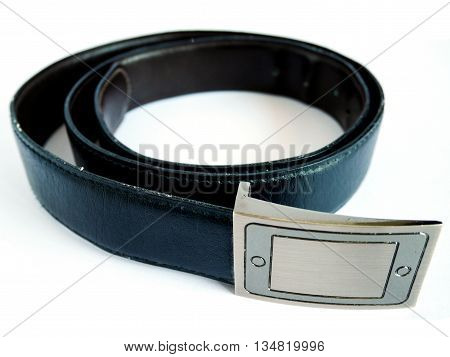 Old black belt isolated on white background