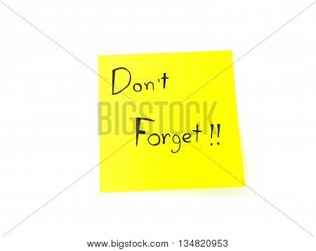Don't forget on post it note for remind on white background