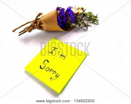 I'm sorry and dry bouquet on white background