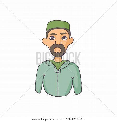 Muslim man icon in cartoon style on a white background