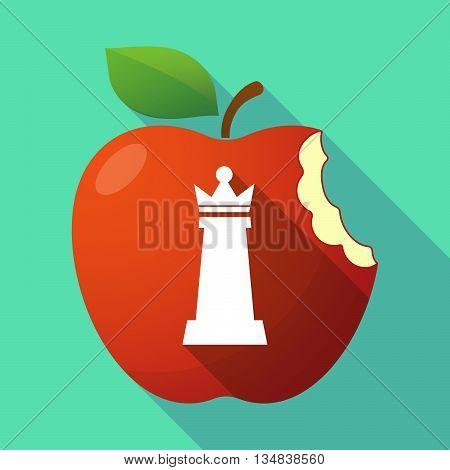 Long Shadow Red Apple Icon With A  Queen   Chess Figure