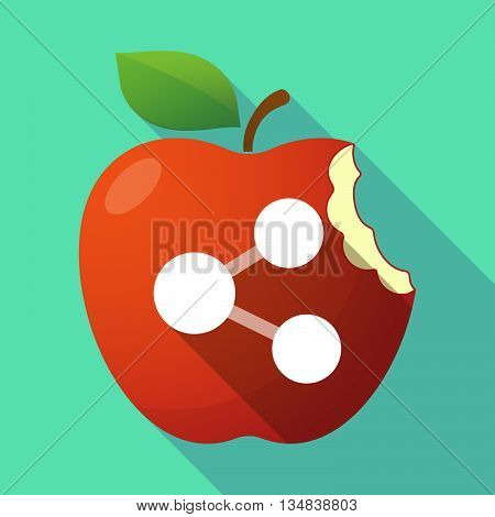 Long Shadow Red Apple Icon With  A Network Sign