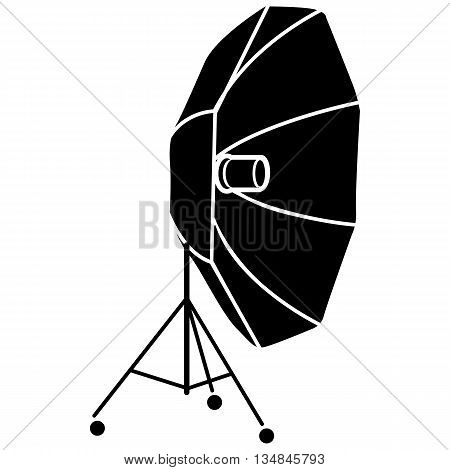 Studio flash with umbrella icon in simple style on a white background