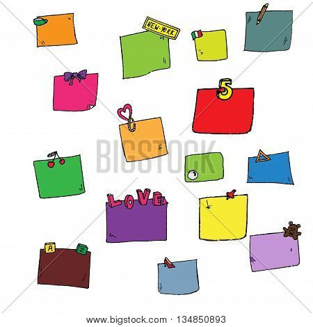 Colorful stickers set. Hand drawn vector stock illustration. Isolated on white background