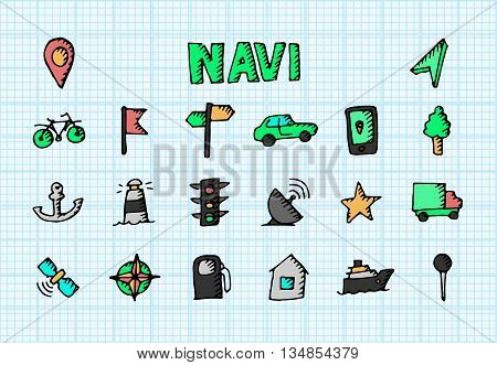 Navigation icons set. Vector stock illustraton. Big collection