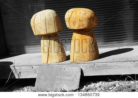Abstract wooden mushroom Countryside Scene Dorset England