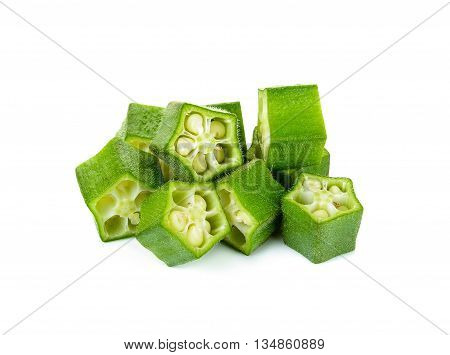 Sliced Okra Isolated On The White Background