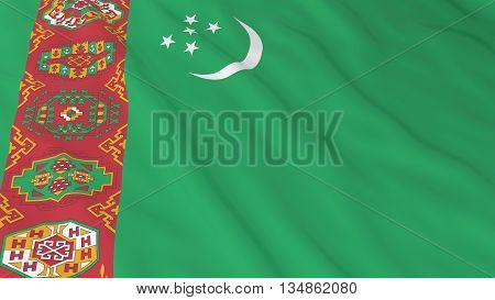 Turkmenistani Flag Hd Background - Flag Of Turkmenistan 3D Illustration