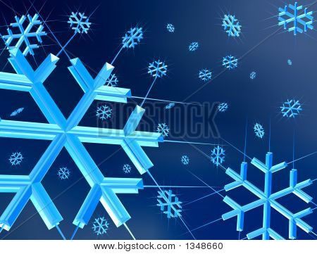 Flocons de neige avec un fond dégradé bleu