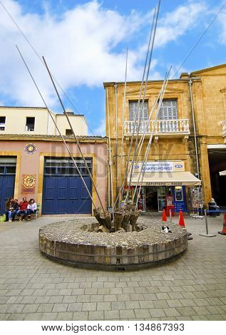 LEDRAS STREET NICOSIA CYPRUS, NOVEMBER 26 2015: memorial at the end of Ledras street Nicosia/Lefkosia Cyprus. Editorial use.
