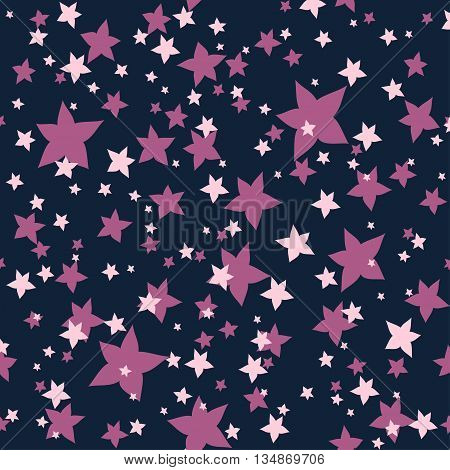Seamless texture of pink lilac flowers-stars. Endless cute romantic texture. Template for design and decoration backgrounds package covers