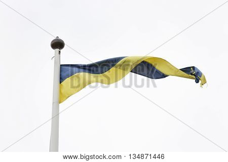 Swedish Yellow and Blue Pennant on white/grey background.