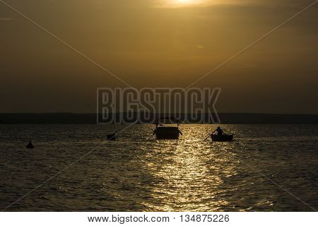 Sunset over Siutghiol lake during summer day