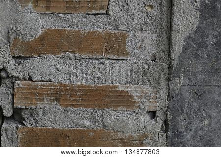 Old grey brick wall. Grunge wall background