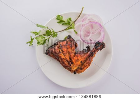 tandoori chicken leg, Tandoori Chicken , Indian spicy food, Delicious Tandoori chicken leg piece with Salad, India