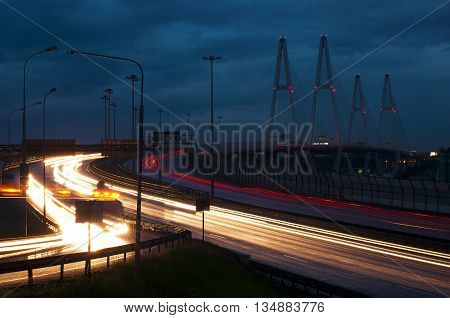 Big Obukhov bridge across the Neva River in St. Petersburg