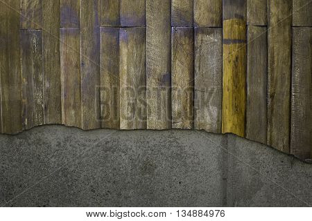 architecture texture broken wall with wood background