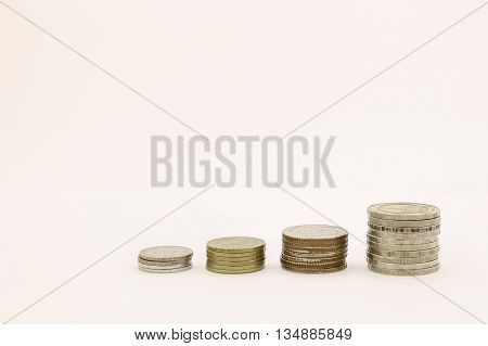 Finance and Money concept, Money coin stack growing graph
