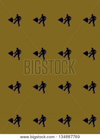 Creative Abstract Row of Men Digging,Construction Sign Scene