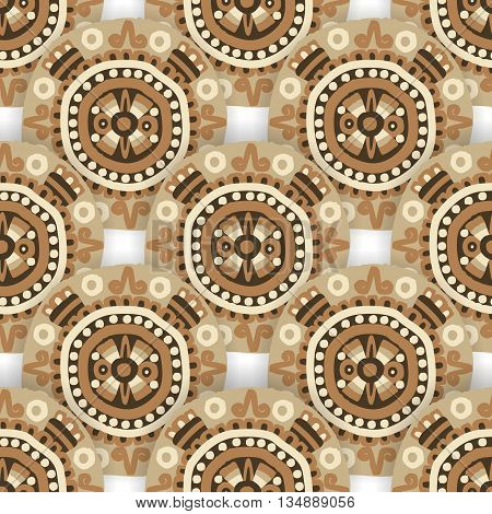 Seamless ethnic tribal pattern with aztec motives. Ethnic stylized abstract background . Aztec pattern.Vector seamless background with folk elements .