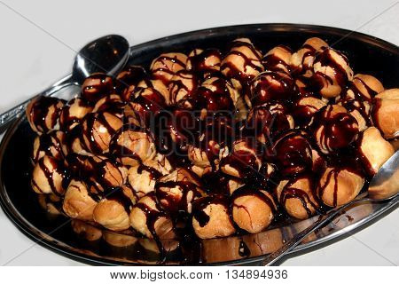 Creative Abstract Homemade Profiteroles Desert Food Scene