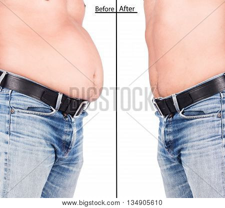 Before and After Body Young Man Fat Belly