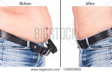 Before and After Body Young Man Fat Belly