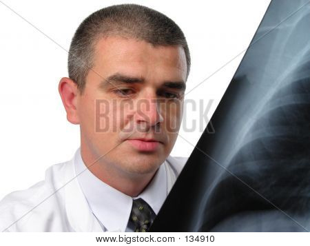 Doctor Analyzing A Chest Radiography
