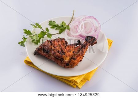 tandoori chicken leg, Tandoori Chicken , Indian spicy food, Delicious Tandoori chicken leg piece with Salad, India