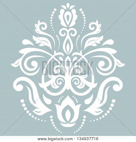 Elegant vector ornament in the style of barogue. Abstract traditional pattern with oriental elements. Blue and white pattern