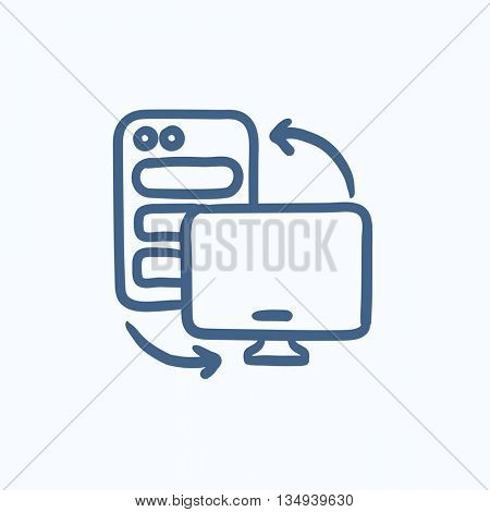 Personal computer set vector sketch icon isolated on background. Hand drawn Personal computer set icon. Personal computer set sketch icon for infographic, website or app.
