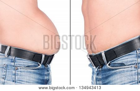 Before and After Body Young Man Fat Belly