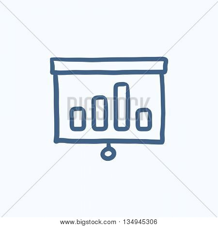 Projector roller screen vector sketch icon isolated on background. Hand drawn Projector roller screen icon. Projector roller screen sketch icon for infographic, website or app.