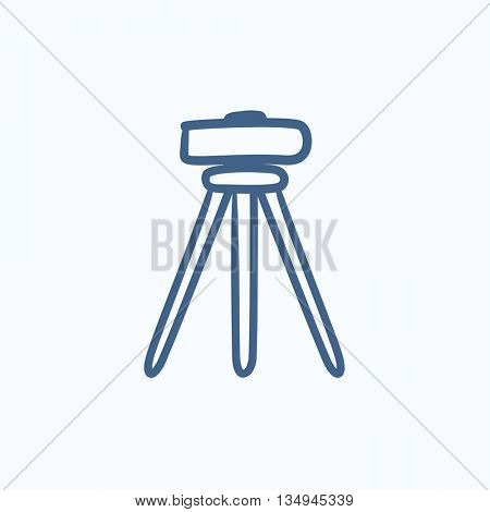 Theodolite on tripod vector sketch icon isolated on background. Hand drawn Theodolite on tripod icon. Theodolite on tripod sketch icon for infographic, website or app.