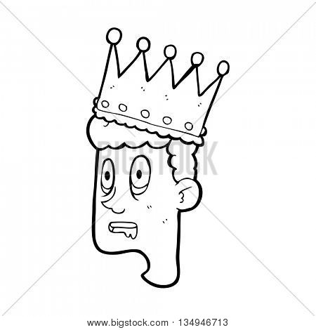 freehand drawn black and white cartoon idiot prince