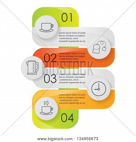 Tea infographics. Tea making instruction graphic concept. Vector illustration
