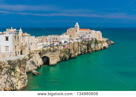 Beautiful Old Town Of Vieste, Gargano Peninsula, Apulia Region, South Of Italy