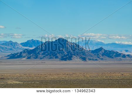 Viewing the Desert Landscape, Nevada snowy sierra  mountains