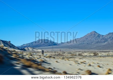 Viewing the Desert Landscape, Nevada snowy sierra  mountains