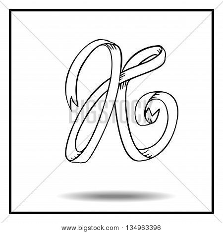 Ribbon alphabet. Ribbon letter. Ribbon X. Display ribbon font. Sketch ribbon latter X.
