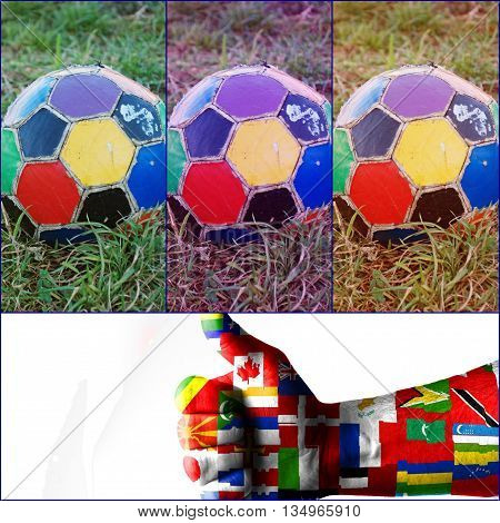 picture of a soccer ball colorful old ragged