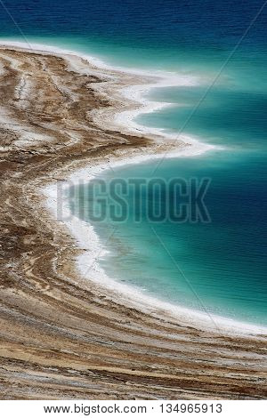 landscape of the Dead Sea, failures of the soil, illustrating an environmental catastrophe on the Dead Sea, Israel