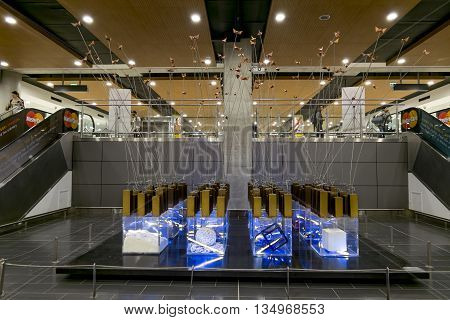 19 may 2016.Larnaca.The inner space of the terminal at Larnaca international airport.Cyprus.