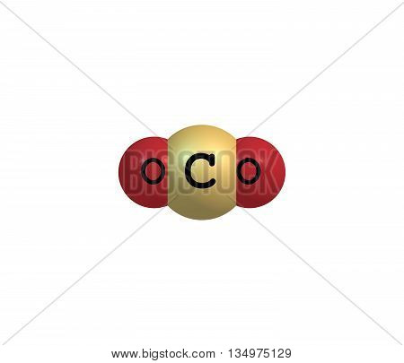 Carbon dioxide - CO2 - is a naturally occurring chemical compound composed of 2 oxygen atoms each covalently double bonded to a single carbon atom. It is a gas at standard temperature and pressure. 3d illustration