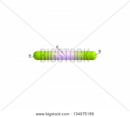 Carbon dioxide - CO2 - is a naturally occurring chemical compound composed of 2 oxygen atoms each covalently double bonded to a single carbon atom. It is a gas at standard temperature and pressure. 3d illustration